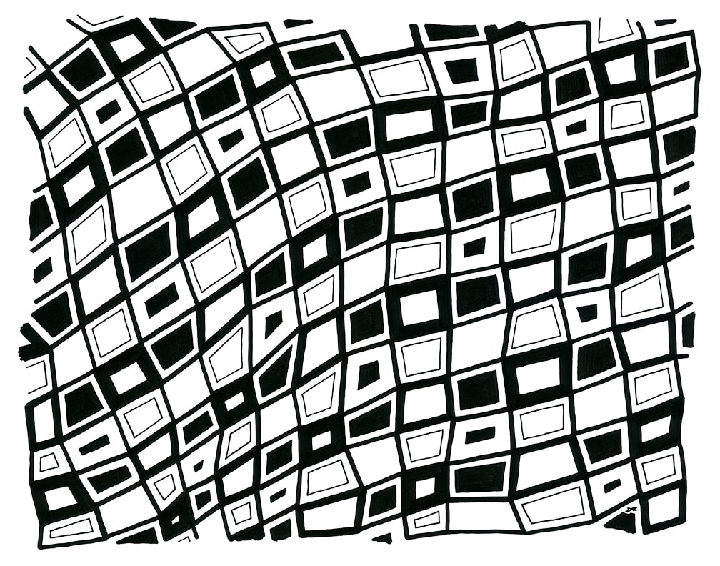 "Pattern Study 9: Black" Drawing 14x11 by Debbie Clapper, Image 1.