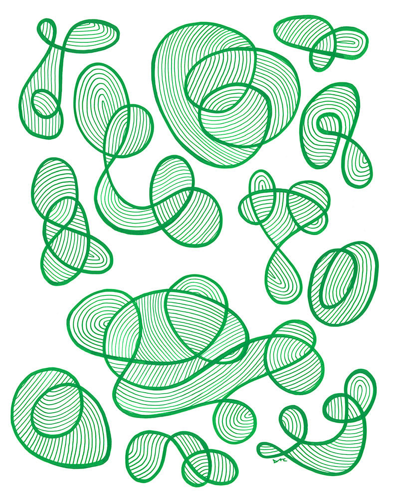 "Pattern Study 10: Green" Drawing 11x14 by Debbie Clapper, Image 2.