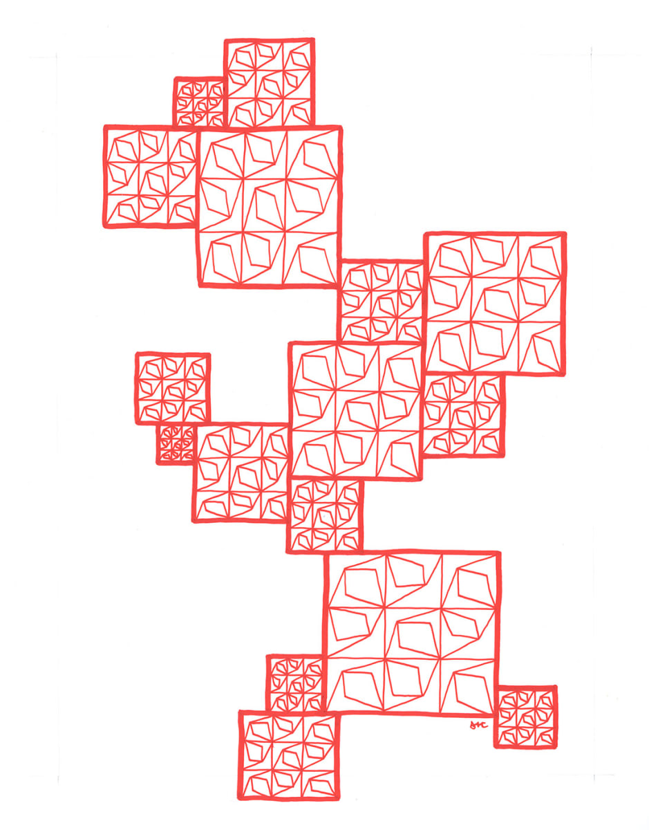"Pattern Study 11: Red" Drawing 11x14 by Debbie Clapper, Image 4.