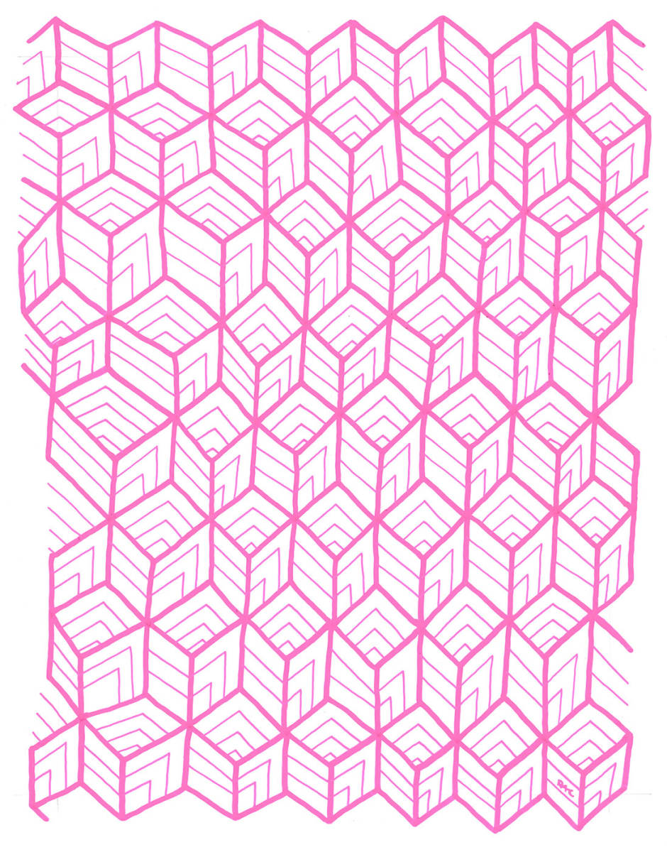 "Pattern Study 13: Pink" Drawing 11x14 by Debbie Clapper, Image 3.