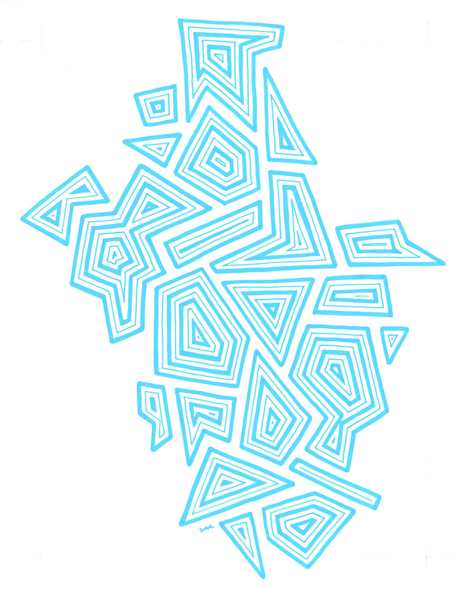 "Pattern Study 15: Light Blue" Drawing 11x14 by Debbie Clapper, Image 3.