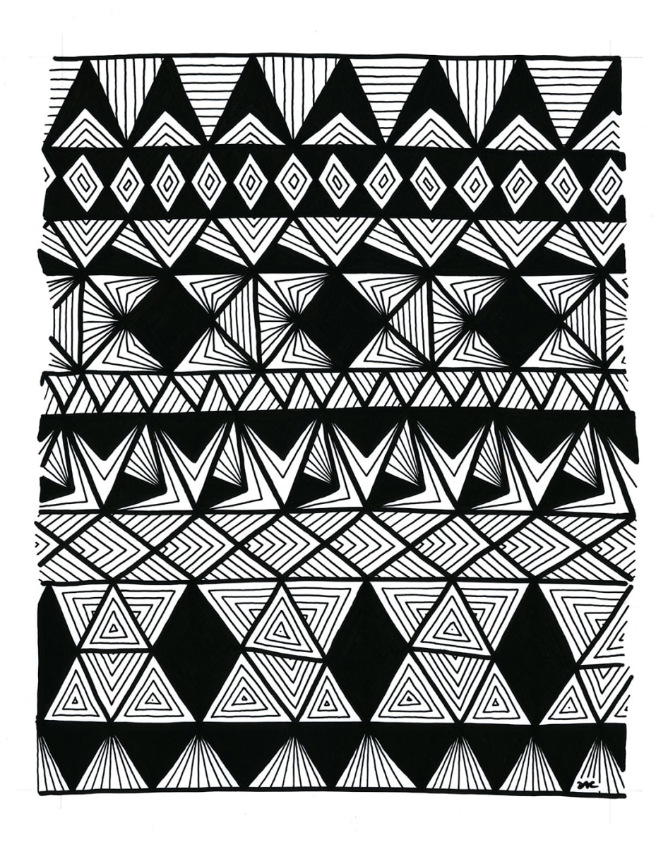 "Pattern Study 19: Black" Drawing 11x14 by Debbie Clapper, Image 4.