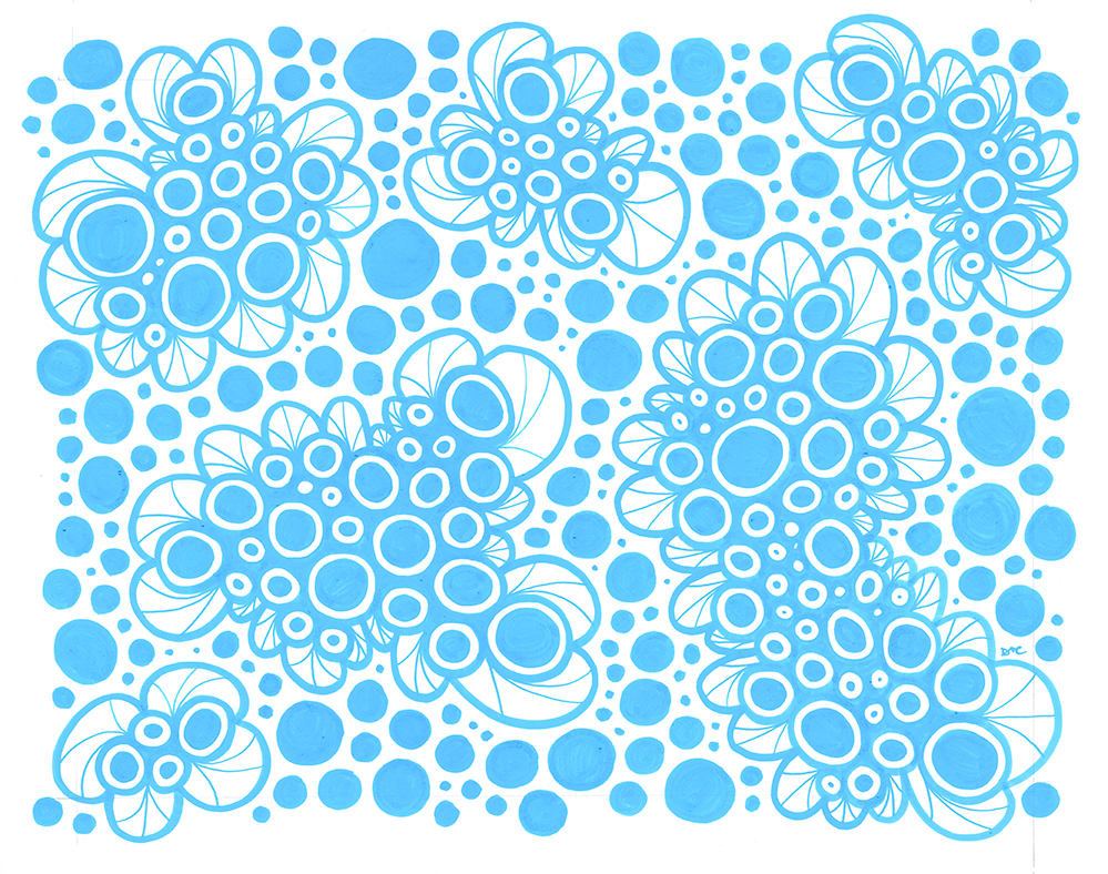"Pattern Study 20: Light Blue" Drawing 14x11 by Debbie Clapper, Image 1.