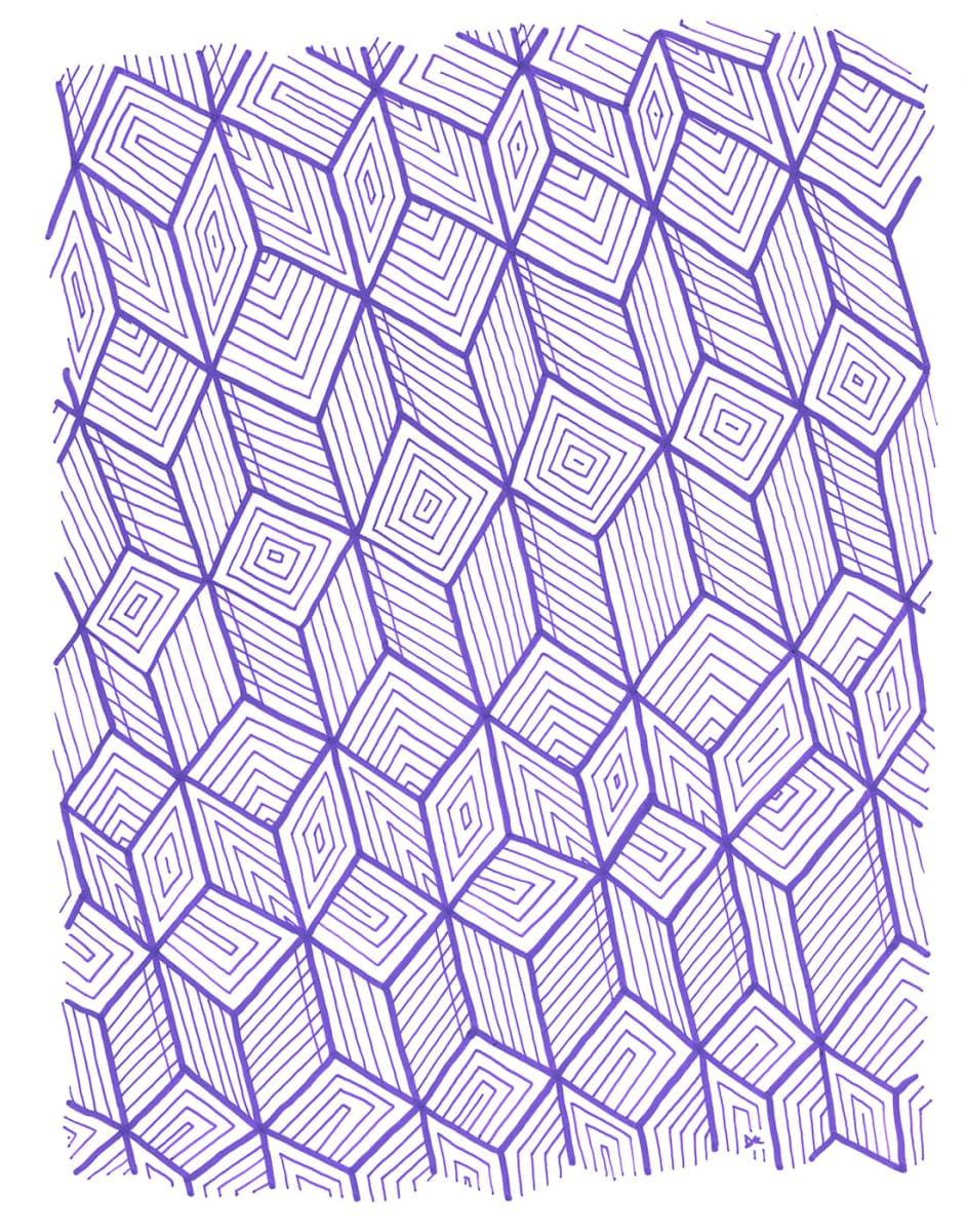 "Pattern Study 27: Purple" Drawing 11 x 14 by Debbie Clapper 