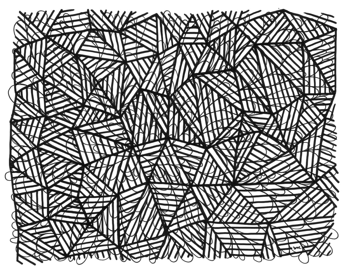 "Pattern Study 31: Black" Drawing 14x11 by Debbie Clapper 