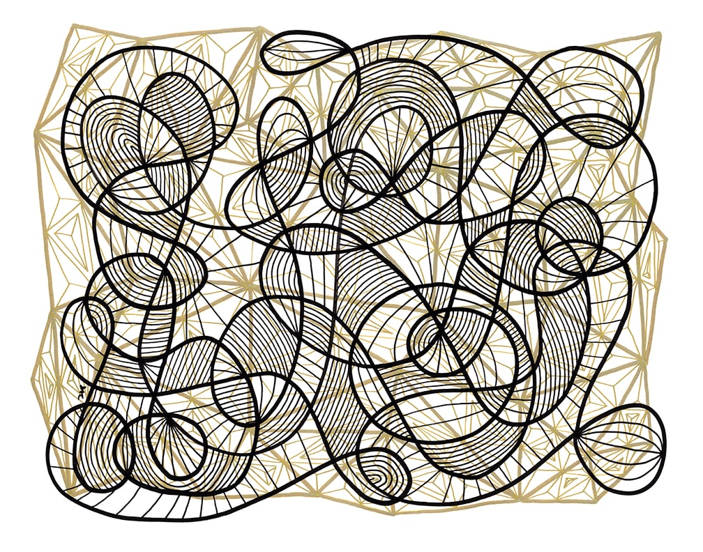Pattern Study 37: Framed Original Drawing by Debbie Clapper, Image 1.