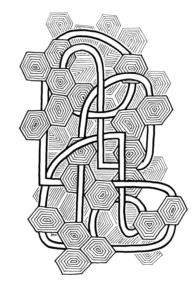 "Whirlwind 68" Drawing 4x6 by Debbie Clapper 