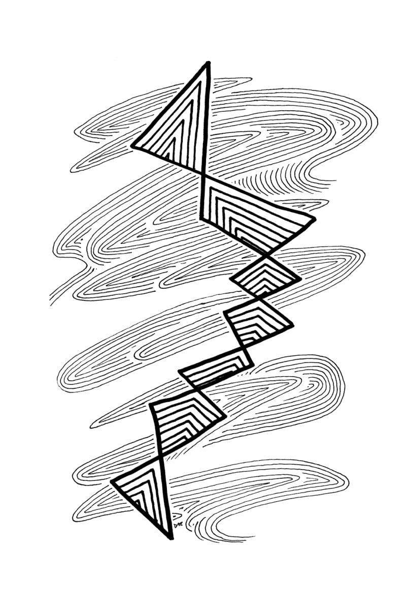 "Whirlwind 92" Drawing 4x6 by Debbie Clapper 