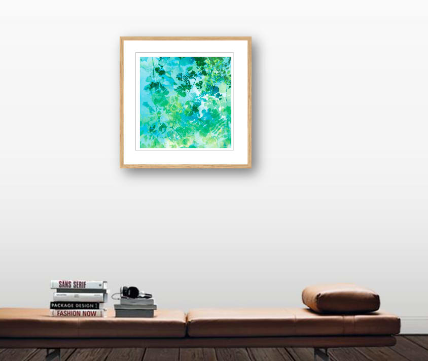 'Rain dance 8'  3 of 5  50x50cm framed print with oak frame by caroline fraser 