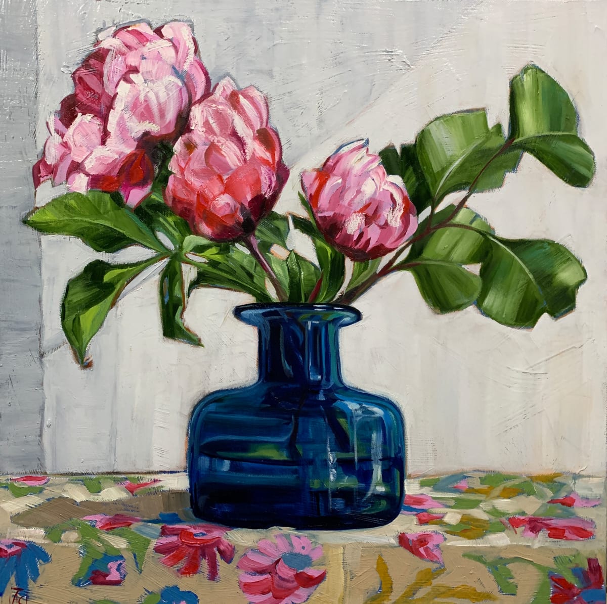 Peonies with Gum Leaf by Alicia Cornwell 