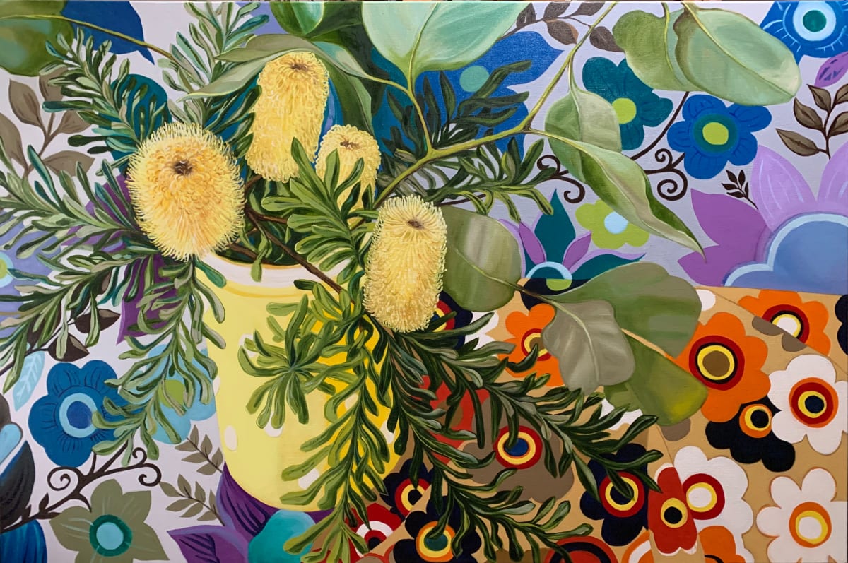 Retro Banksias and the Yellow polka dots 