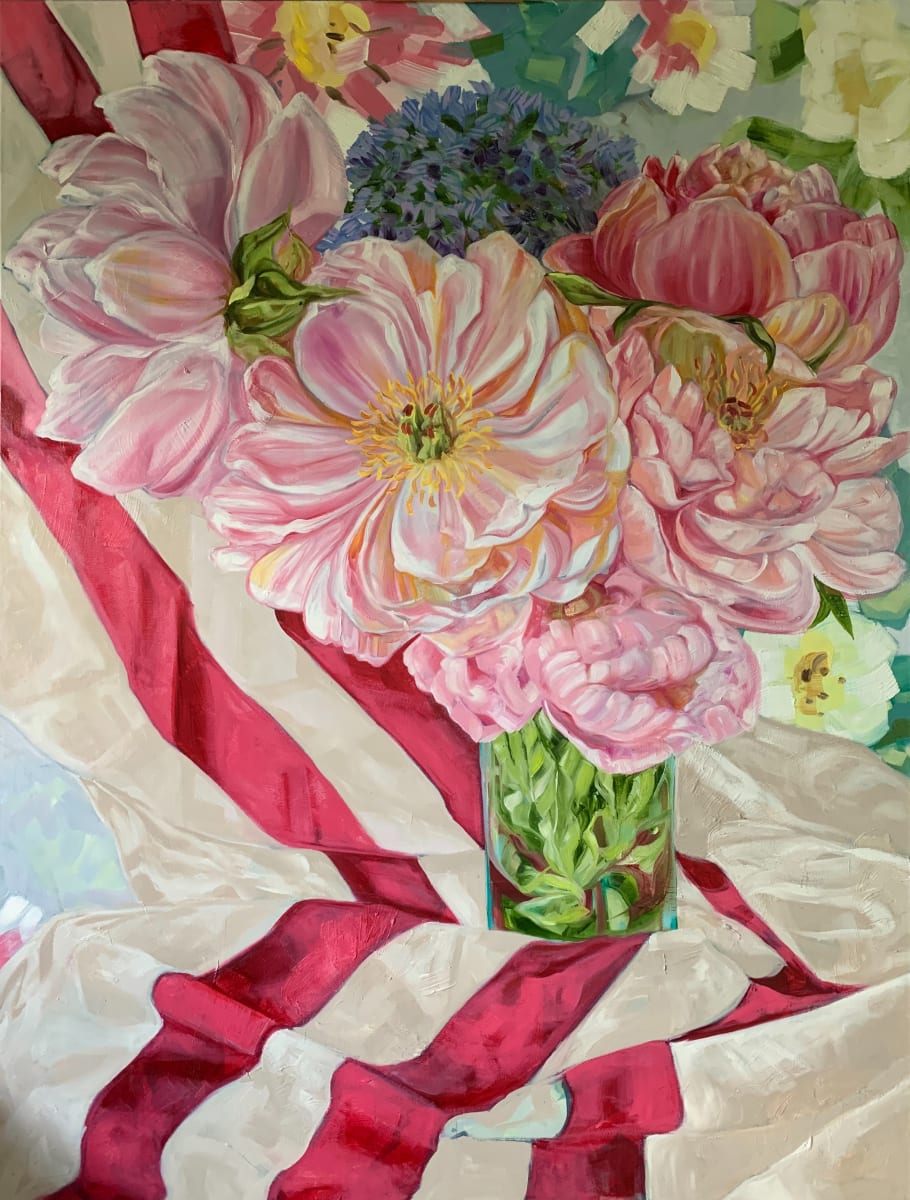 Peonies and French Stripes 