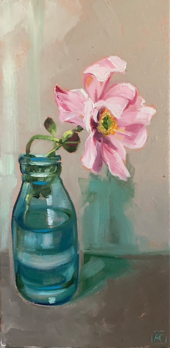 Windflower and blue glass by Alicia Cornwell 