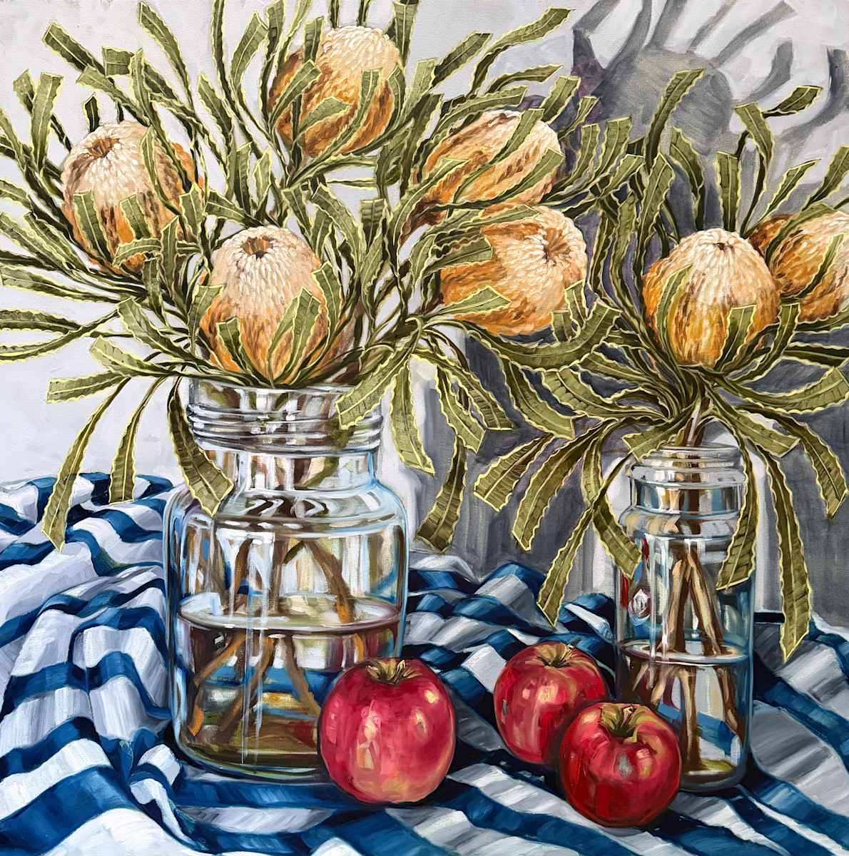 Banksia, Old jars and Stripes by Alicia Cornwell 