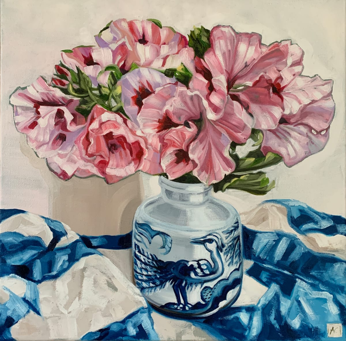 Pelargonium in Blue and White by Alicia Cornwell 