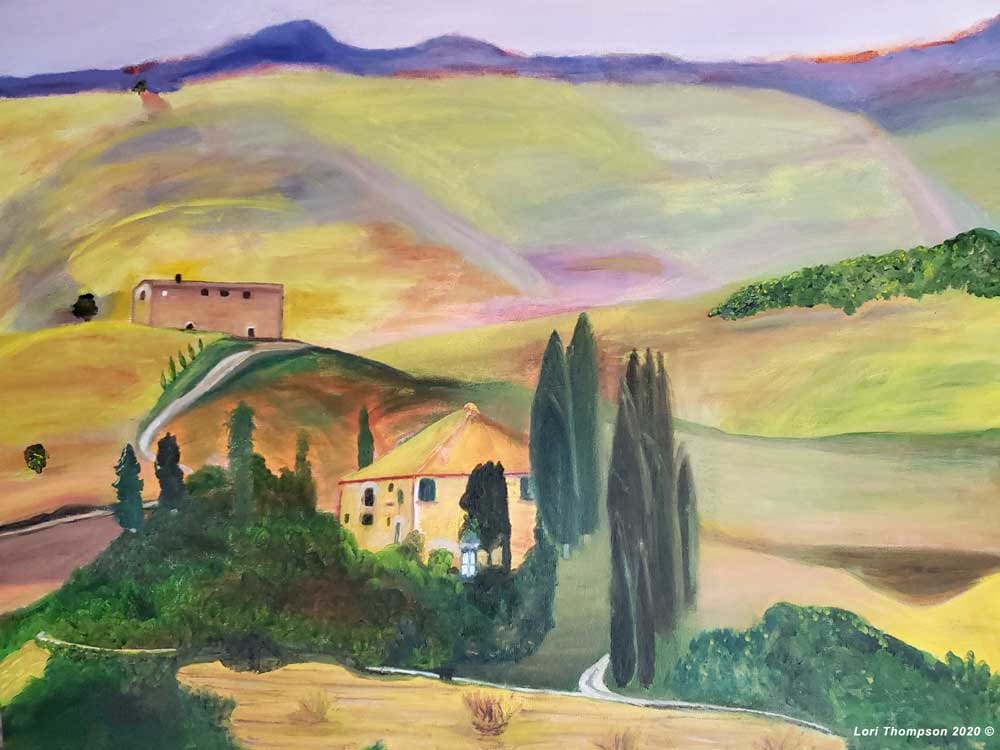 Italy Hillside Sunset by Lori Thompson 