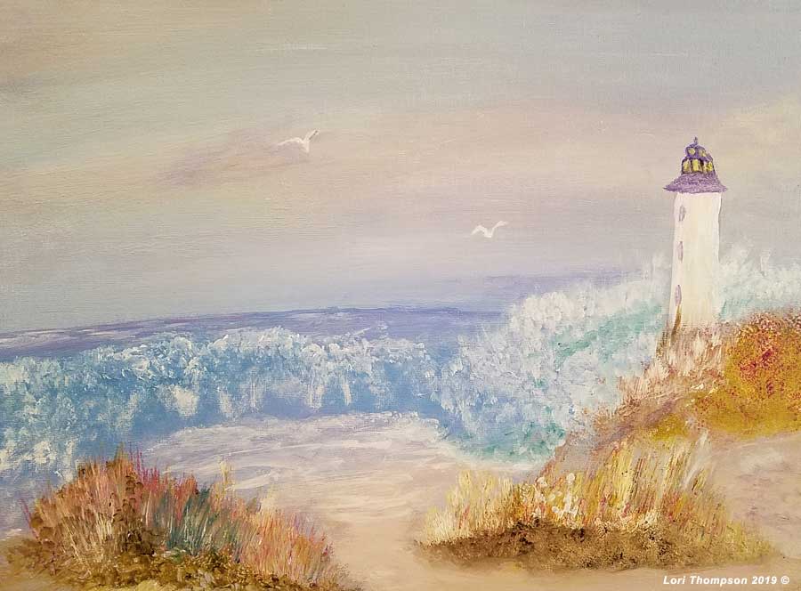 Lighthouse Smashing Waves by Lori Thompson 