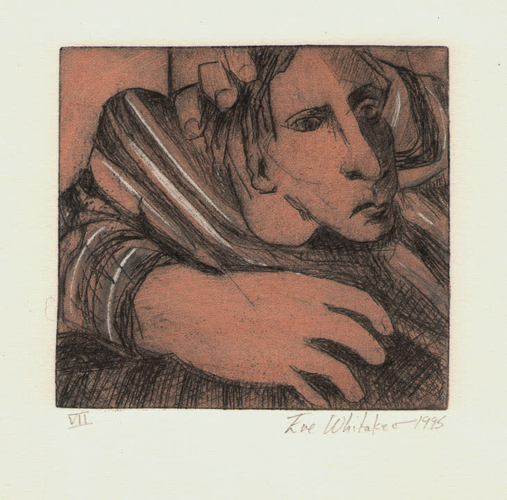 Man in Striped Shirt ( 2-color drypoints) 7/7 by Eve Whitaker