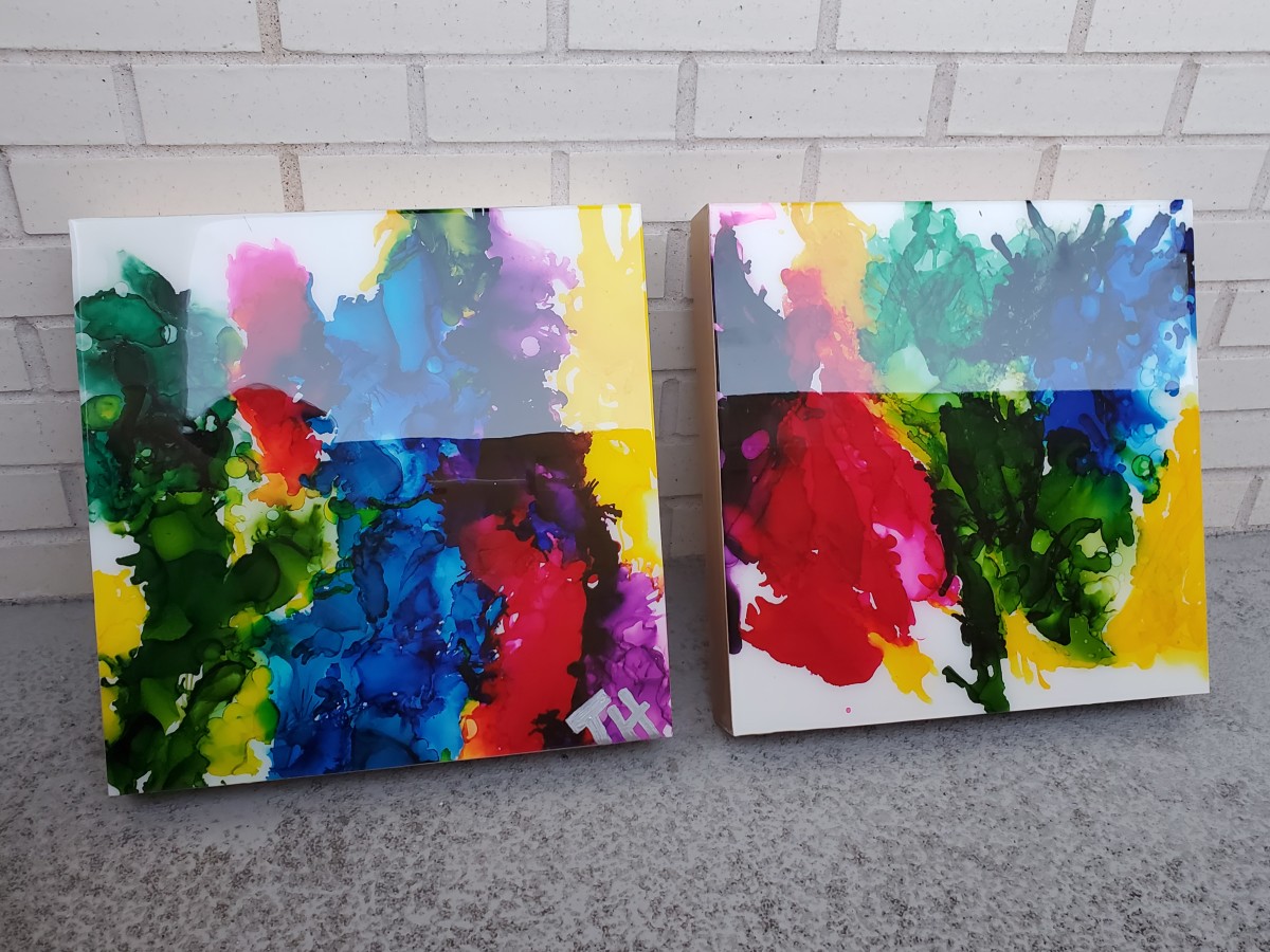 Abstract Shelf, Wall Art | Rainbow Splash I & II by Tana Hensley 