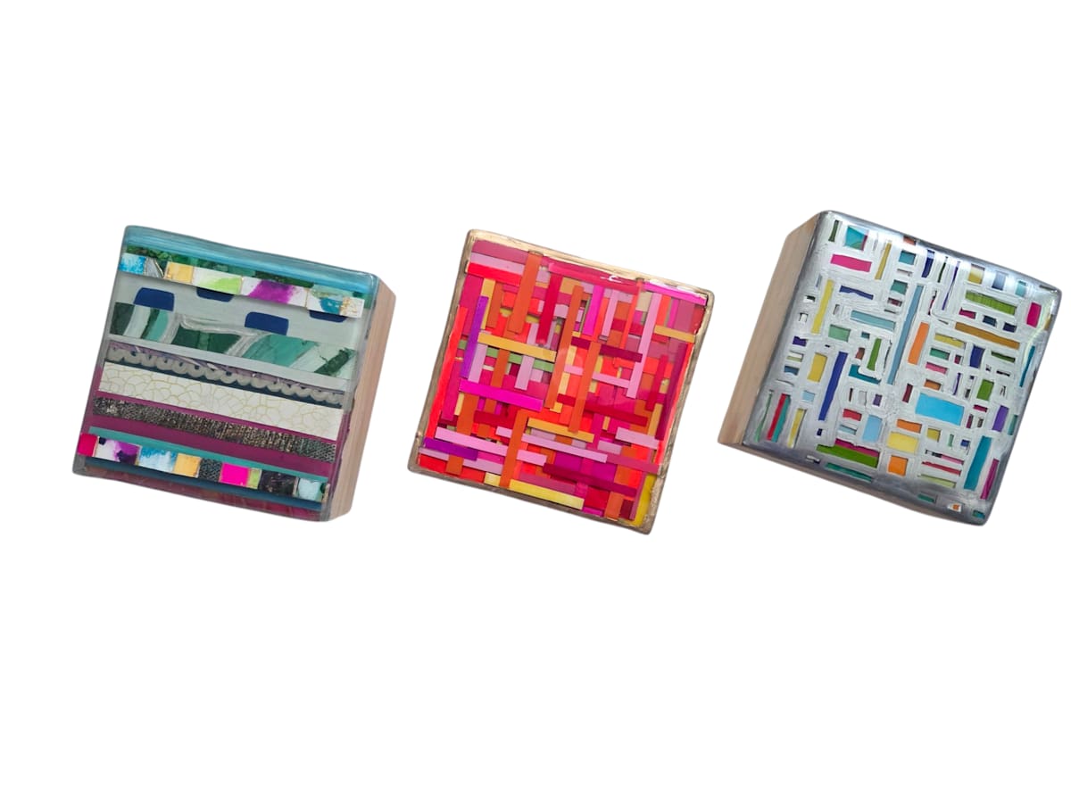 Modern Art 4x4x1⅝" Abstract Collage Mini's by Tana Hensley 