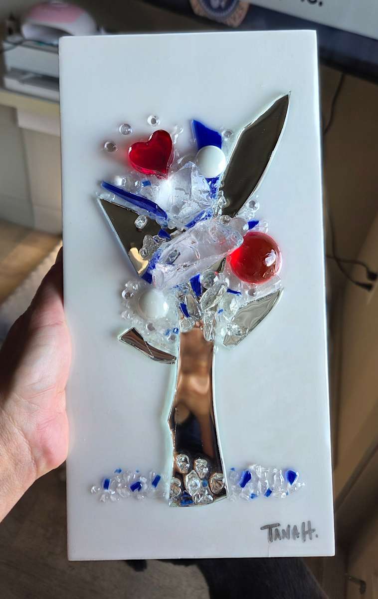 Glass Resin Abstract Tree (Red & Blue) by Tana Hensley 