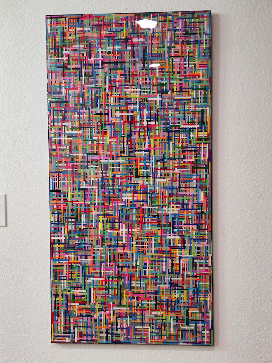 COLORFUL, BRIGHT, VIBRANT MOSAIC STYLE MULTILAYER RESIN COLLAGE ON GALLERY CRADLED WOOD PANEL by Tana Hensley, Image 10.