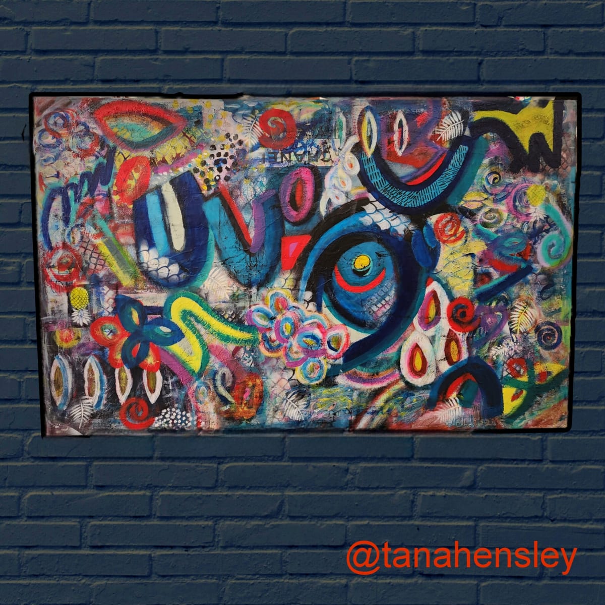 Graffiti Acrylic and Mixed Media on Wood Panel Custom Painting by Tana Hensley 