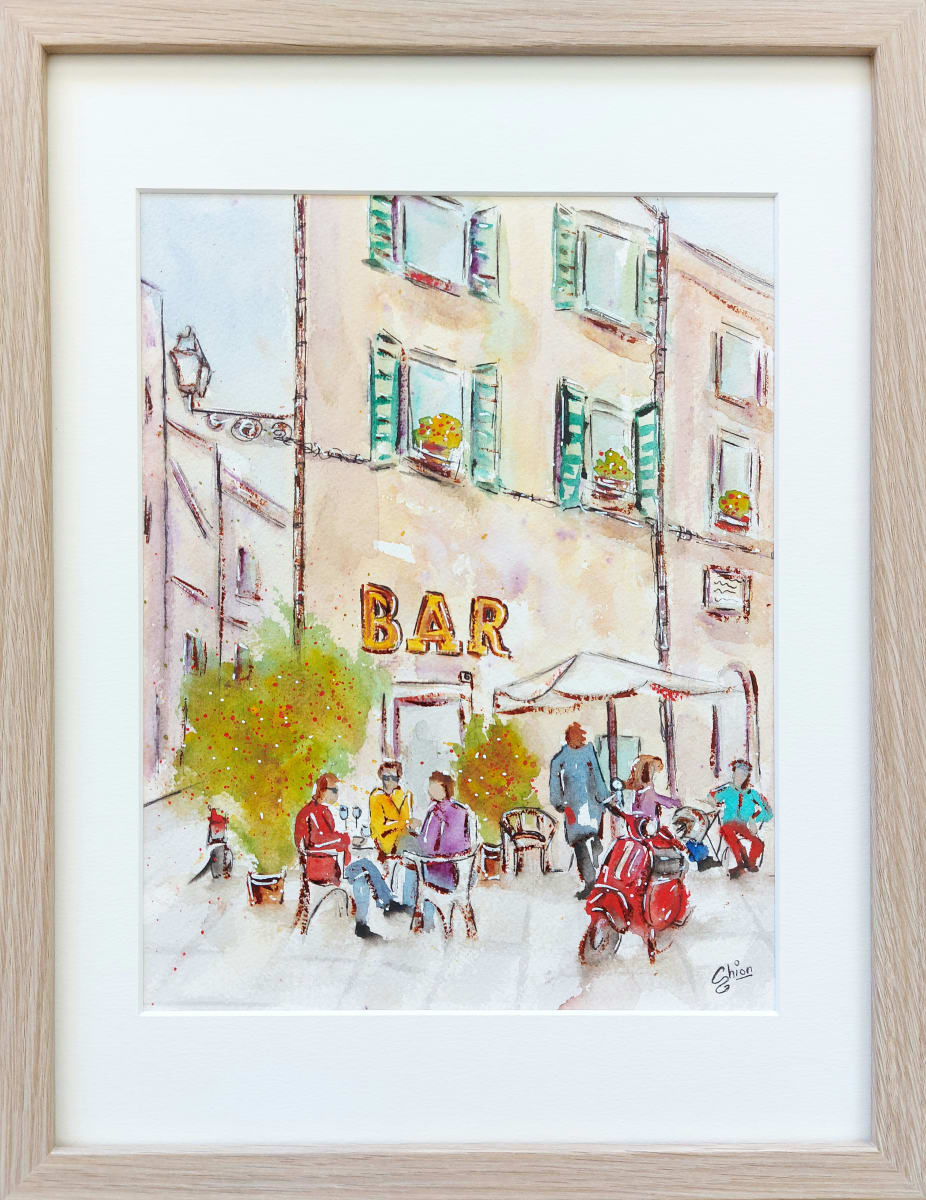 Al bar - At the Bar by Silvia Busetto  Image: Al bar - At the Bar. Framed