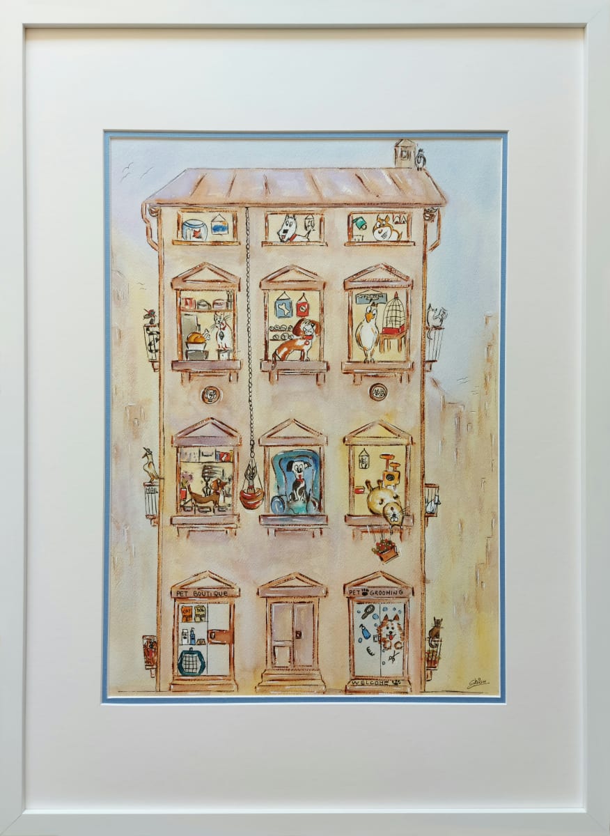 Apartment Lives - Pet Life by Silvia Busetto  Image: Apartment Lives - Pet Life. Framed