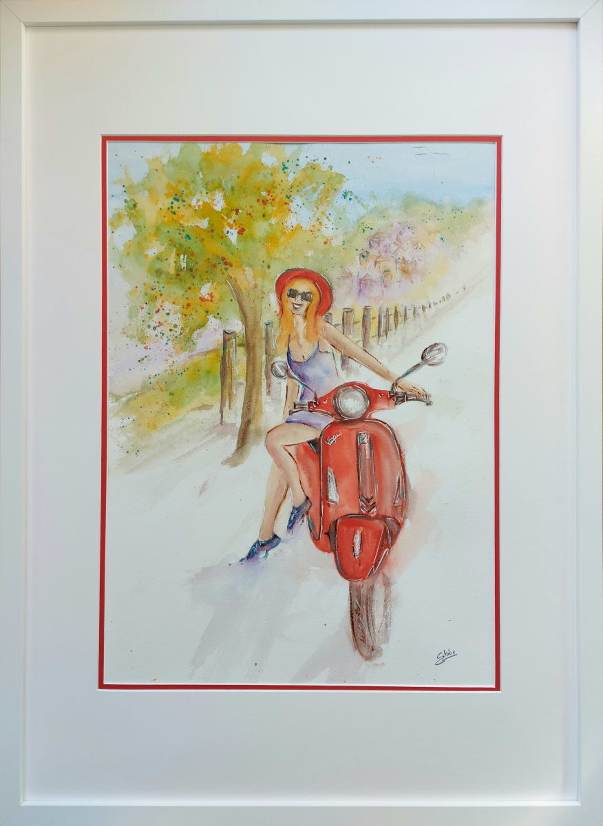 Un Giro in Collina - A Ride in the Hills by Silvia Busetto  Image: Un Giro in Collina - A Ride in the Hills. Framed