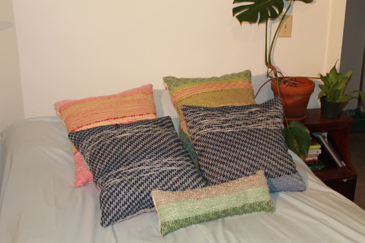 Scrap Yarn Pillows by Noelani Jones 