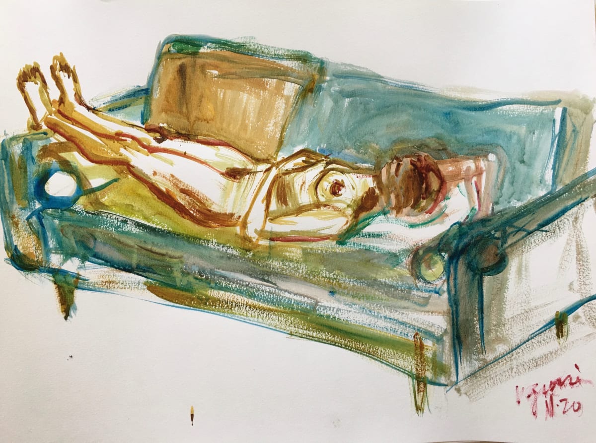 Lying Woman on Sofa by Veronica  Grossi 