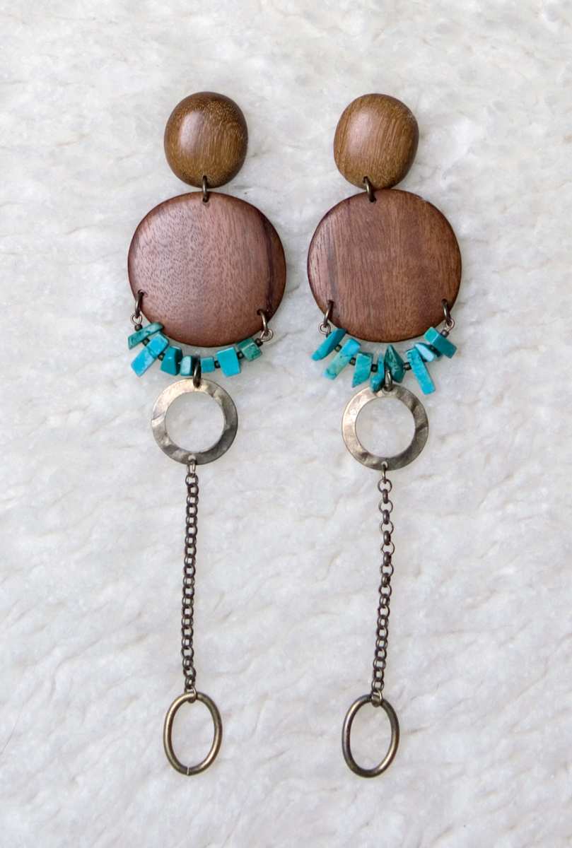 Earrings | Teak and turquoise, Image 9.