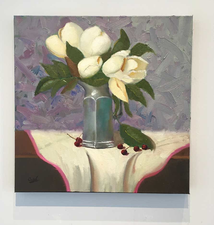 Magnolias in Pewter by James Cobb 