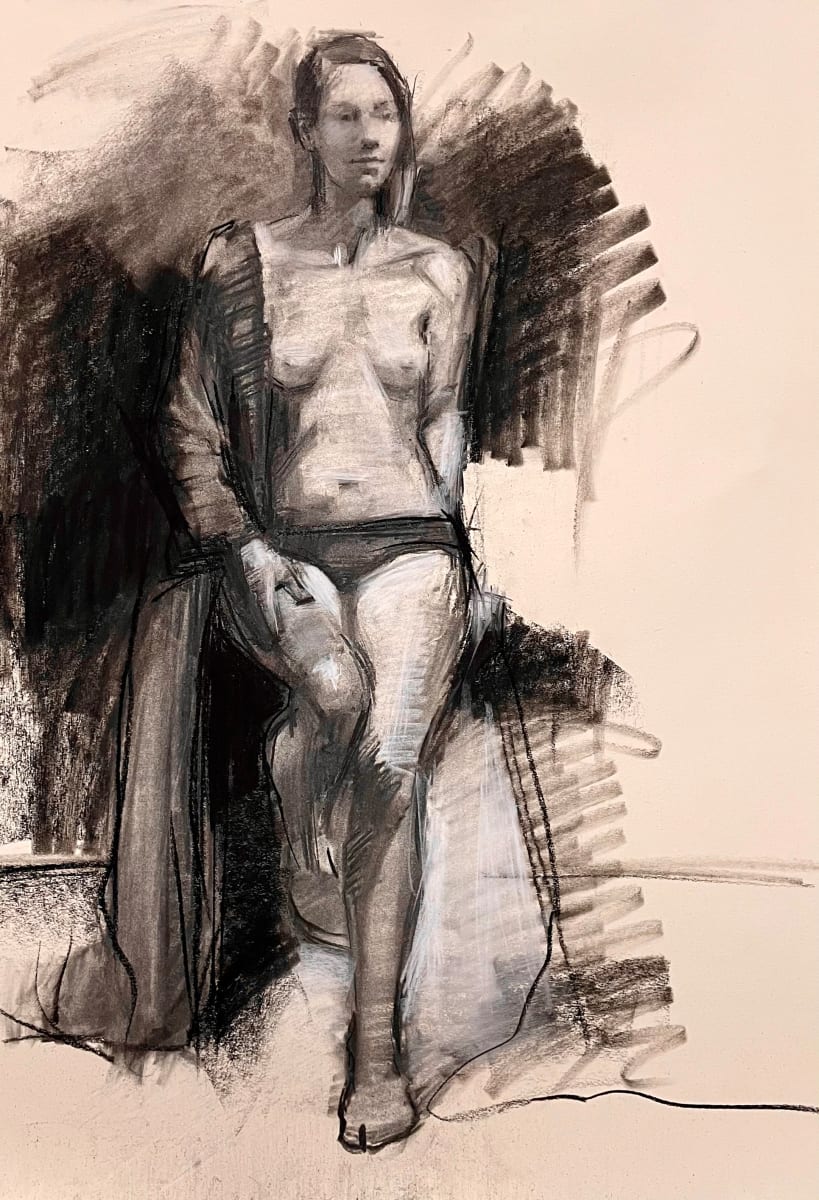 Drawing/Sketch Female Leaning by Behnaz Sohrabian 