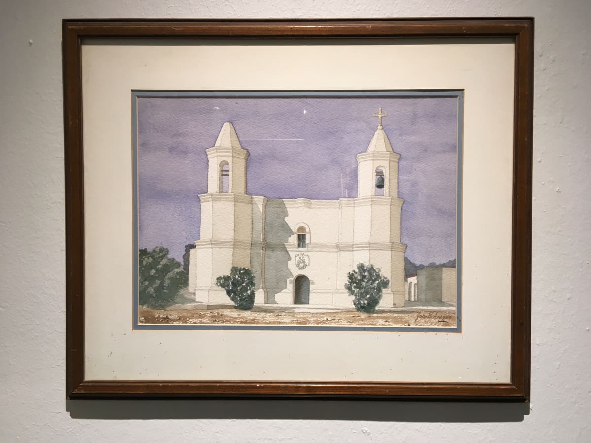 'New Mexico Mission Church', by John B. Aragon, Watercolor Painting on Paper by John Aragon 