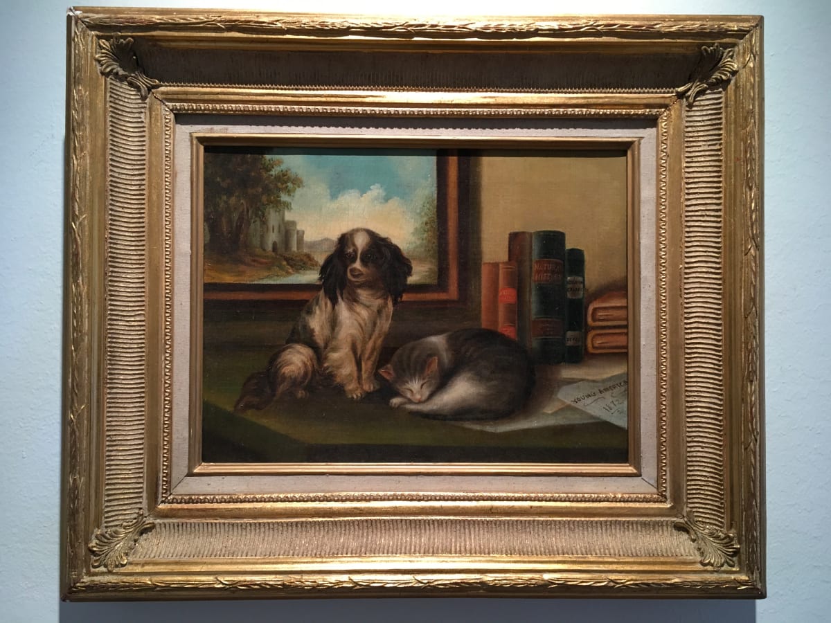 Spaniel and Sleeping Cat by Unknown, Image 1.