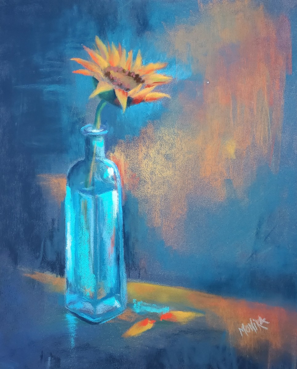 Blue Vase in Soft Pastels by Monika Gupta 