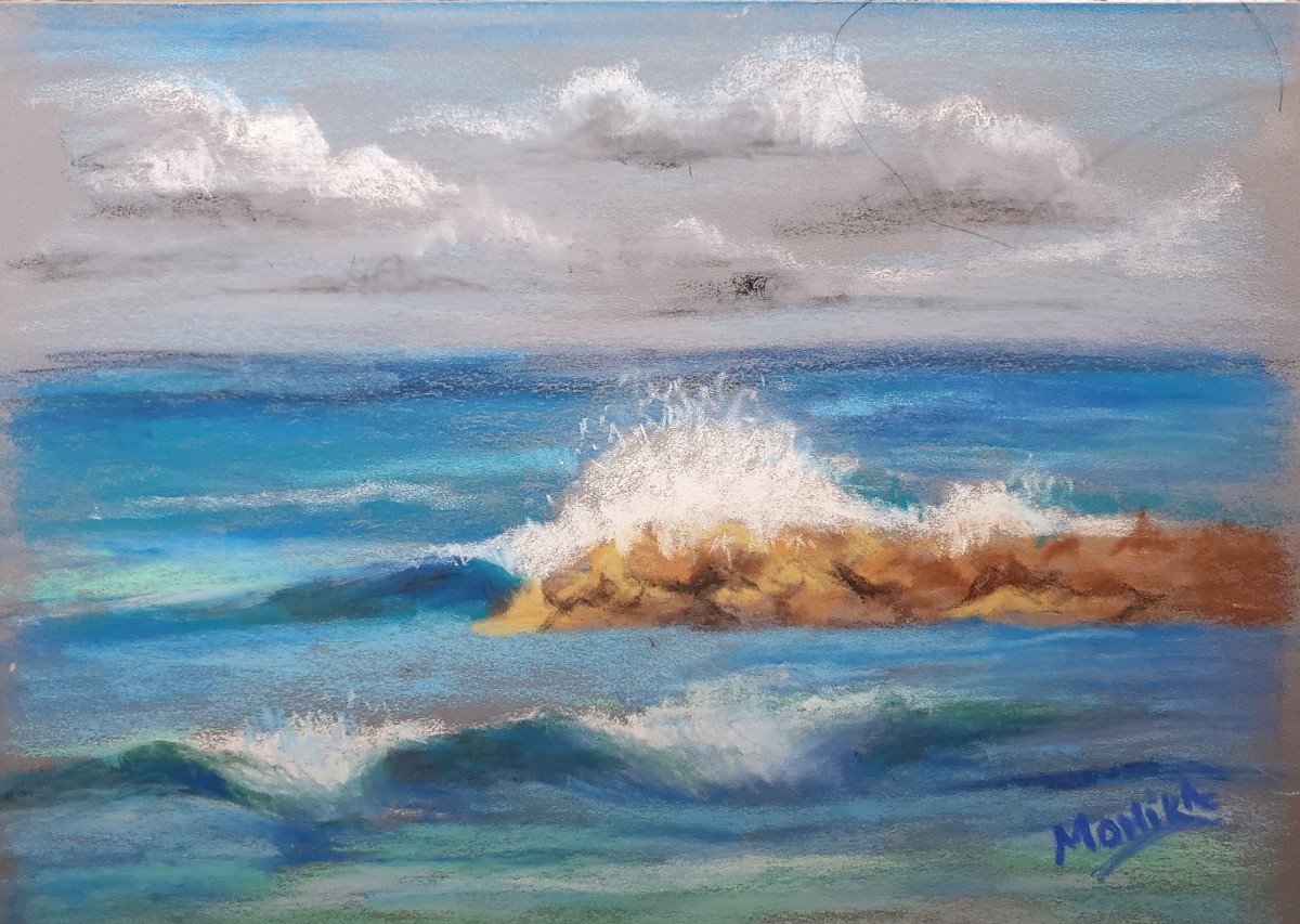 Plein Air - Crashing Waves by Monika Gupta 