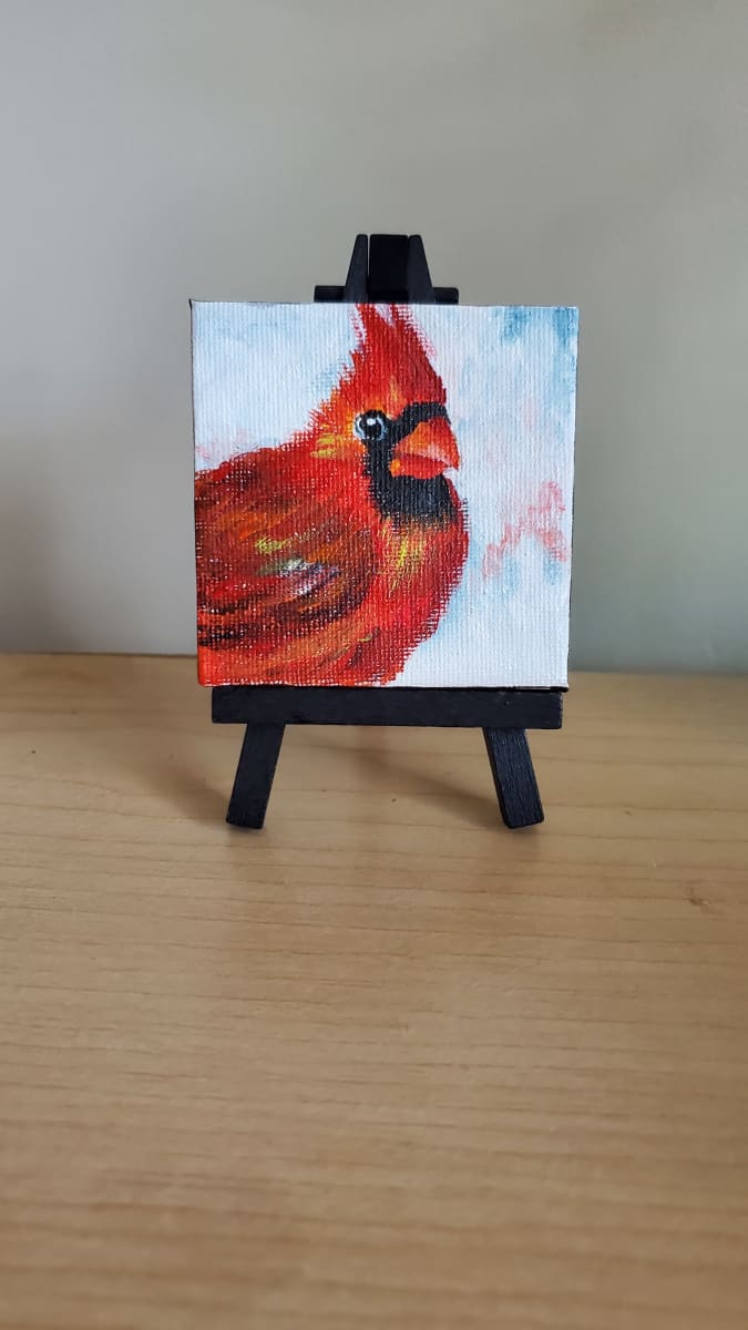Mini Canvas with Easel - Red Cardinal II 