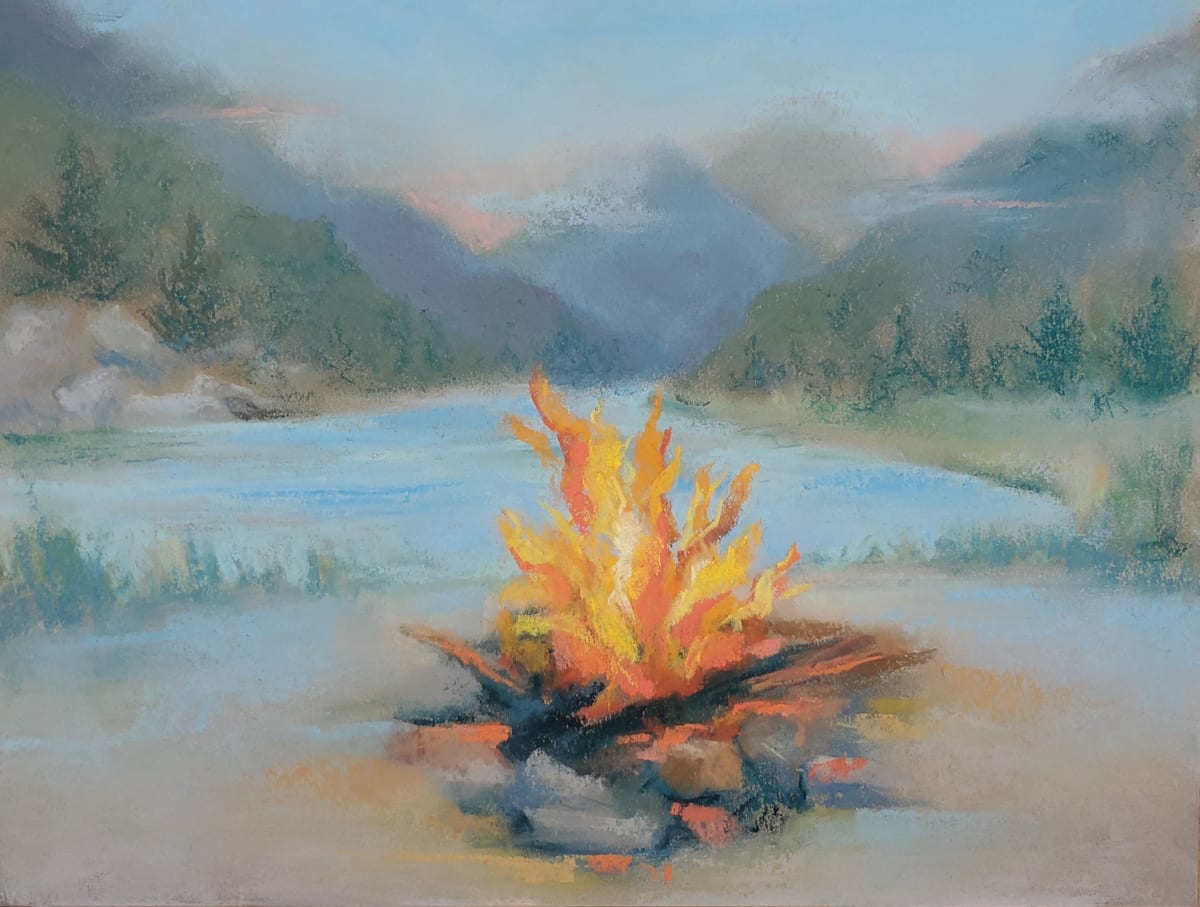 Campfire by Lakeside by Monika Gupta  Image: Fall is around the corner. The air is getting cooler and crisper, and we are thinking- campfire by a Lakeside cabin!! 