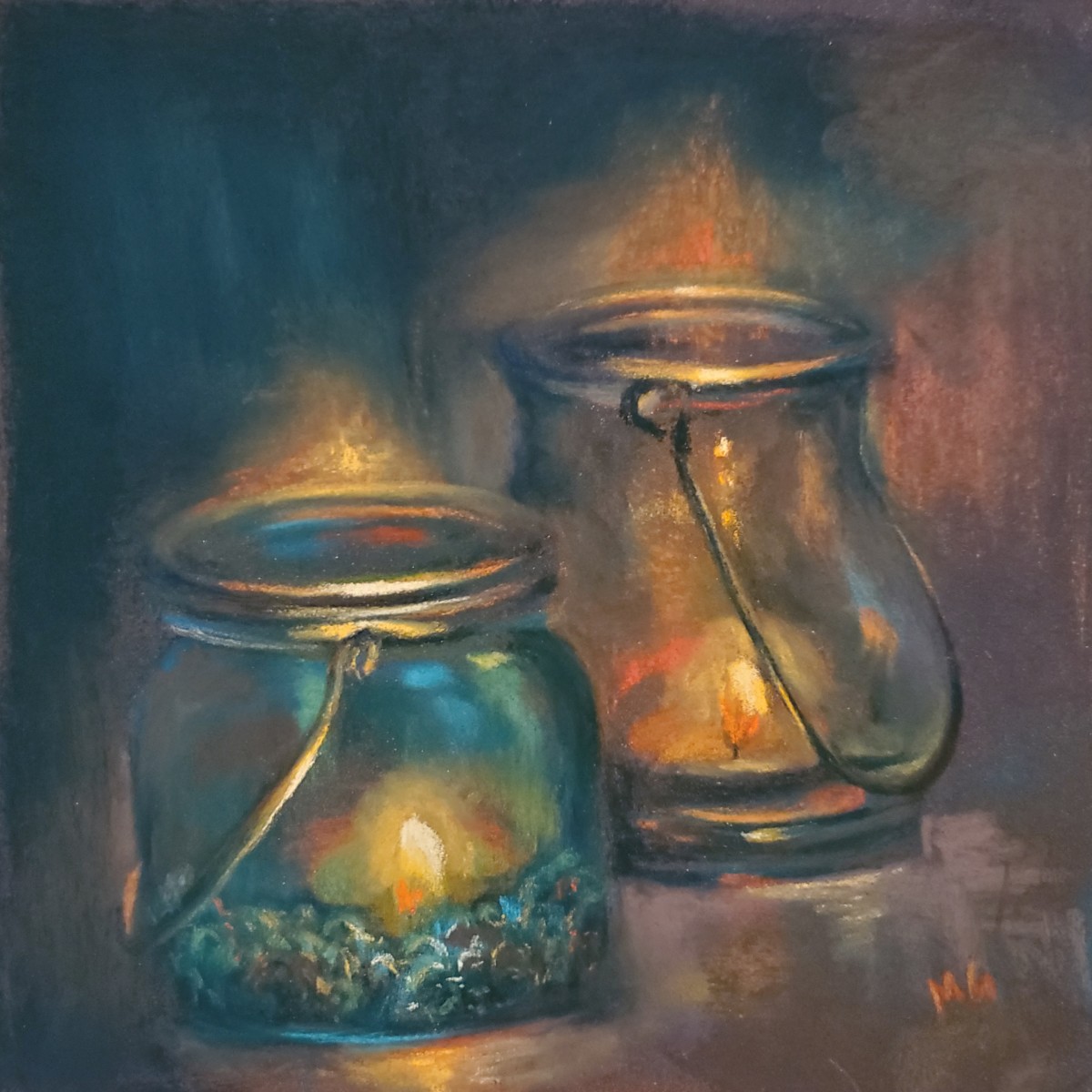 United in Purpose - Matted with Golden Frame by Monika Gupta 