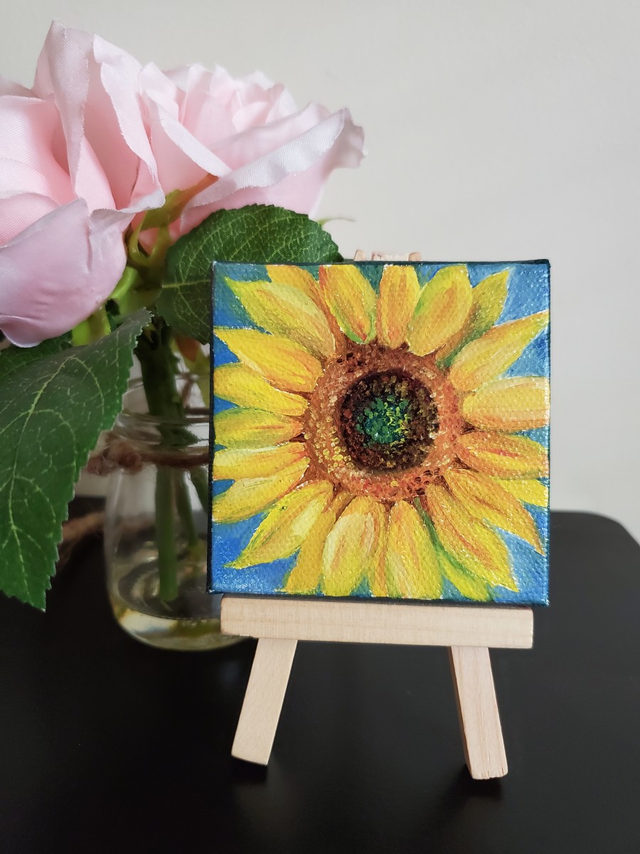 Mini Canvas with Easel - Sunflower by Monika Gupta 