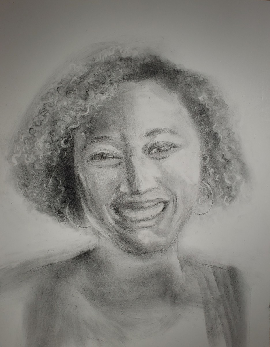 Portrait in Graphite - Amber by Monika Gupta 