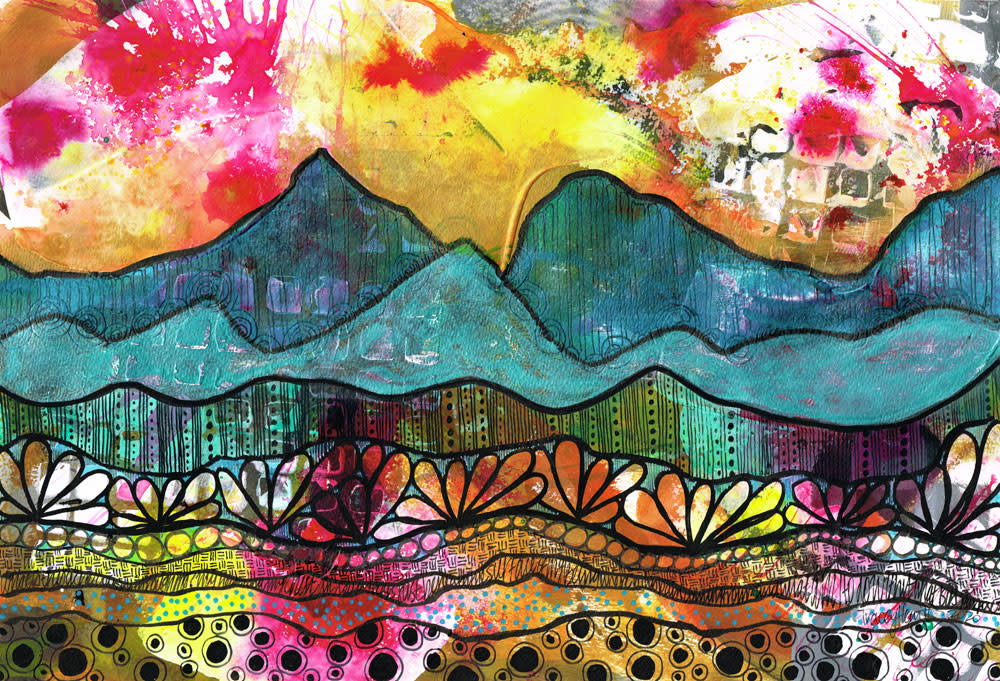 Blue Hills Abstract Landscape 3 by Tracey Hewitt 