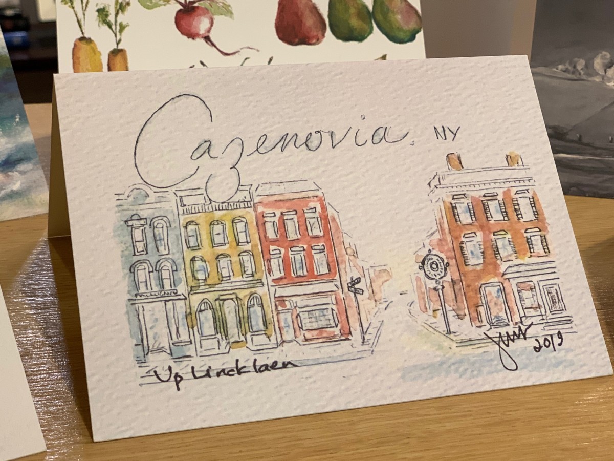 Cazenovia, Up Lincklaen, Hand Painted Print by Jennifer Hooley 