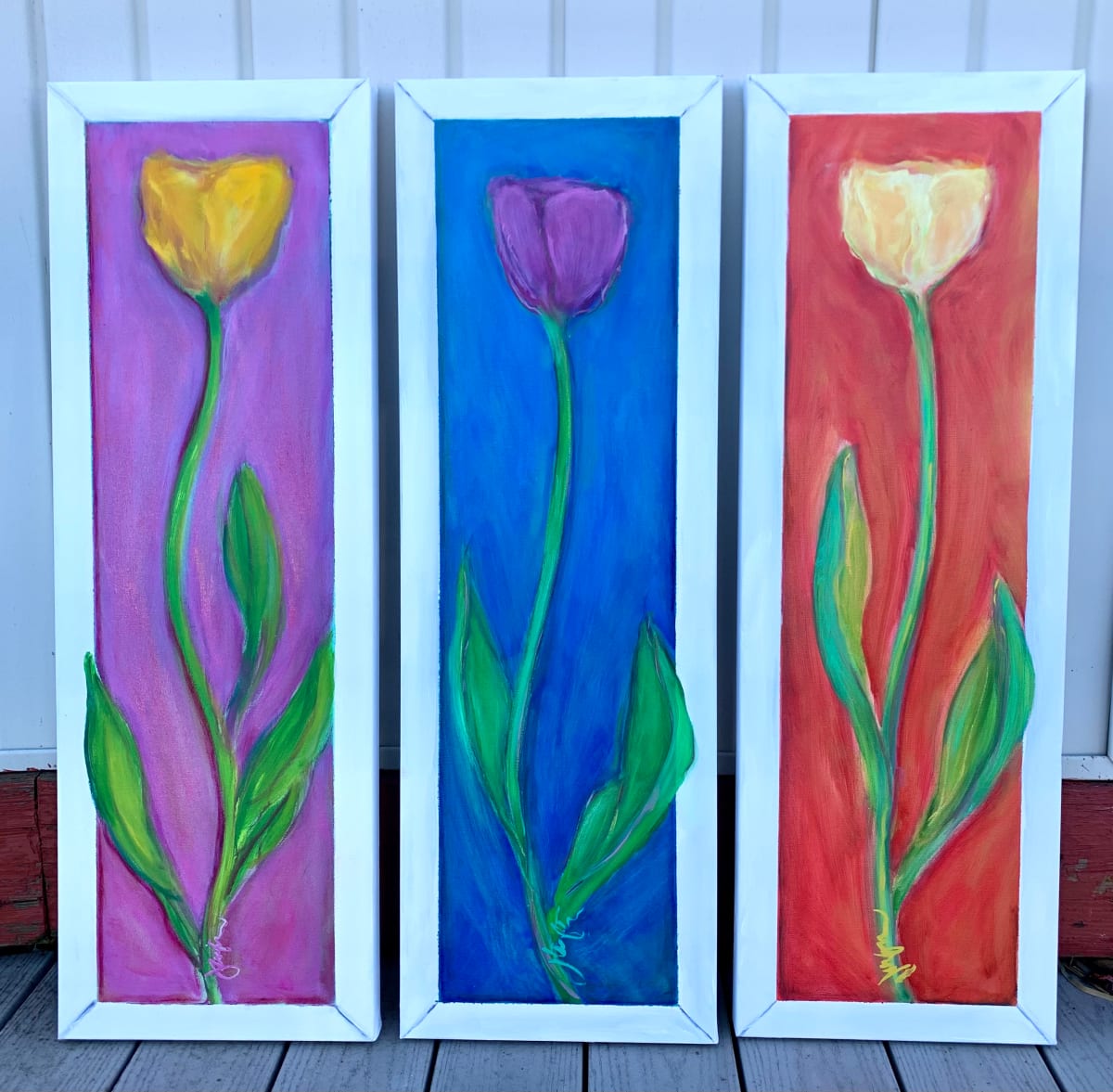 Matthew's Tulips with Trompe L'oeil (Right & Also Right) by Jennifer Hooley 