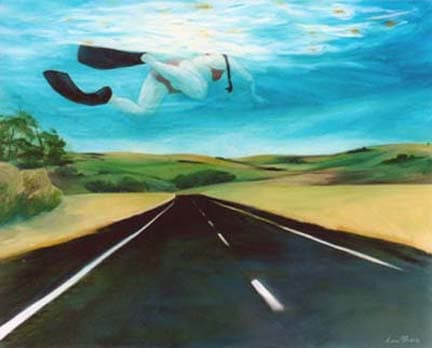 Lone Traveller by Amanda van Gils  Image: Exhibited in Solo exhibition 'Twilight Travel' at Tilt Contemporary Art, Ferntree Gully, Victoria, 2003. 