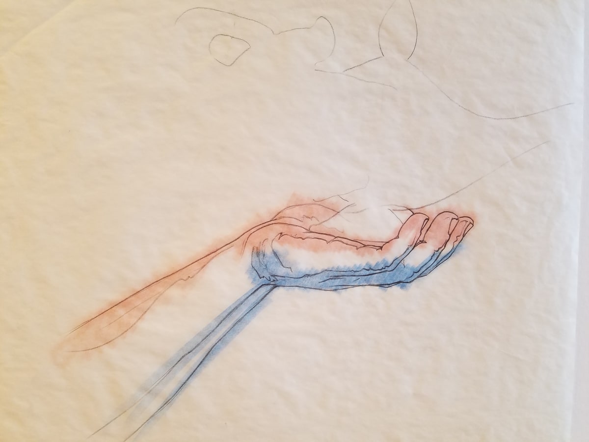 Aladdin Concept Drawing, Hand Study by John Alvin, Image 1.