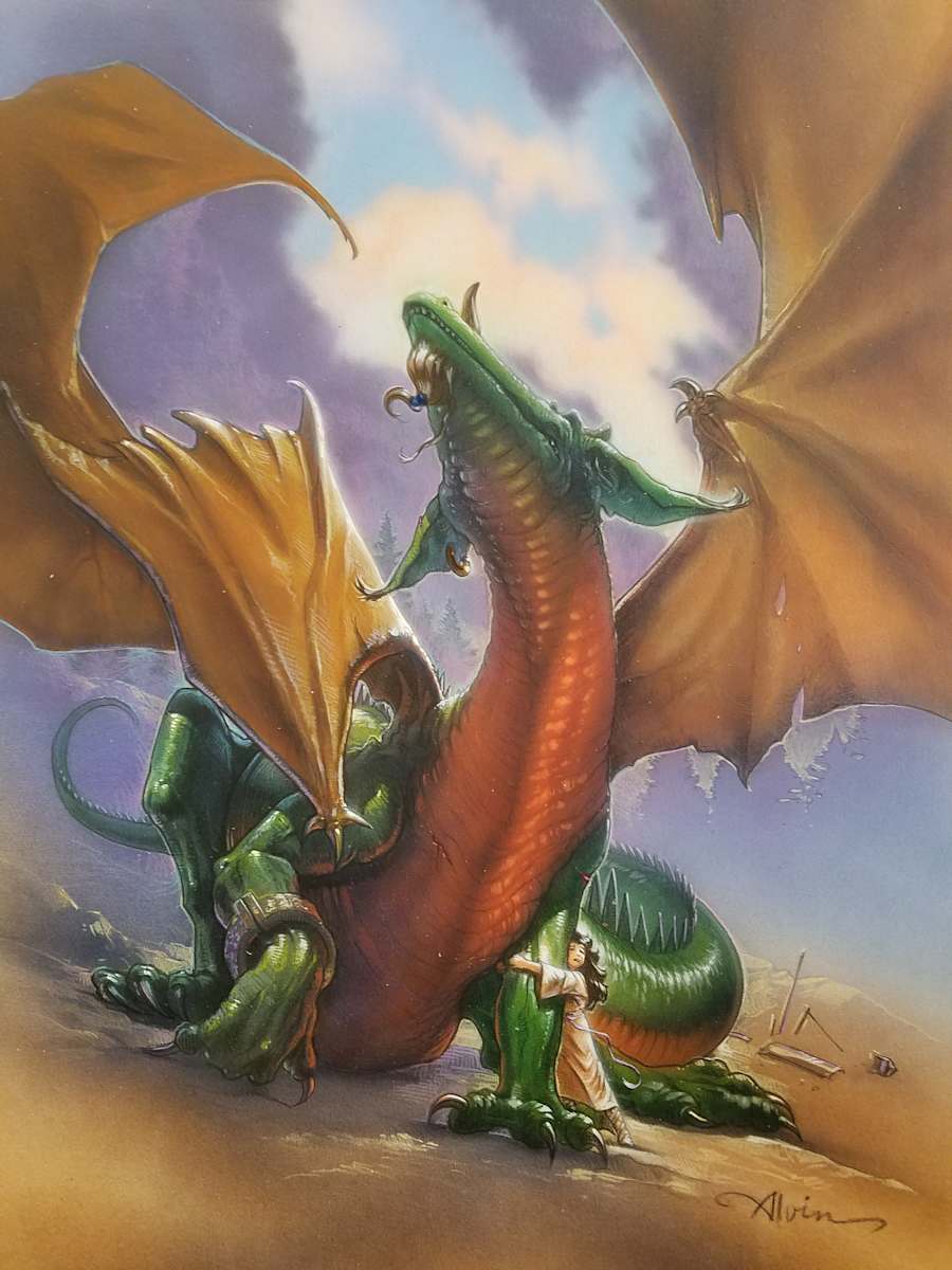 The Dragon Princess, Millie Holding onto Dragon by John Alvin, Image 1.